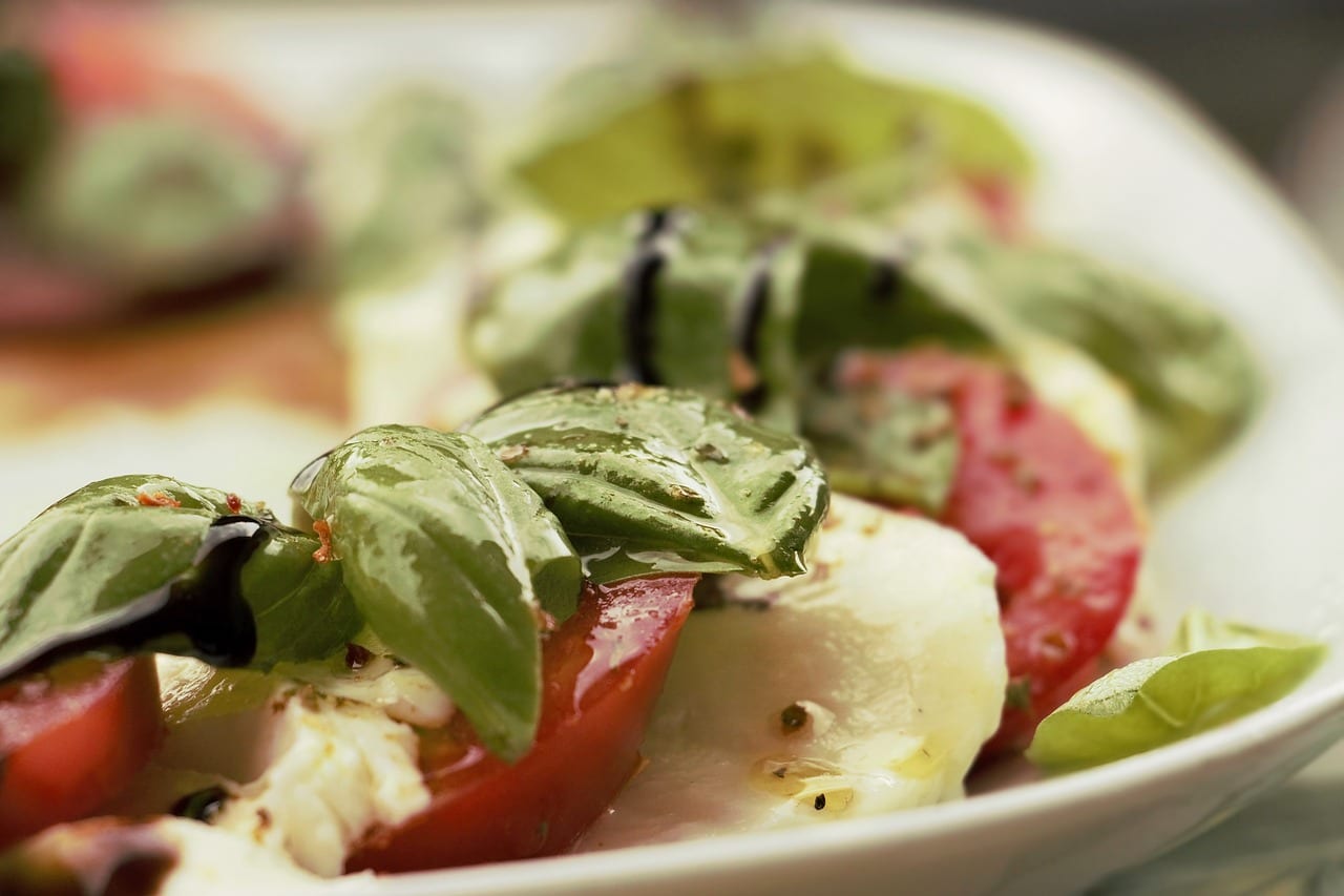 salad, tomato mozzarella, mozzarella